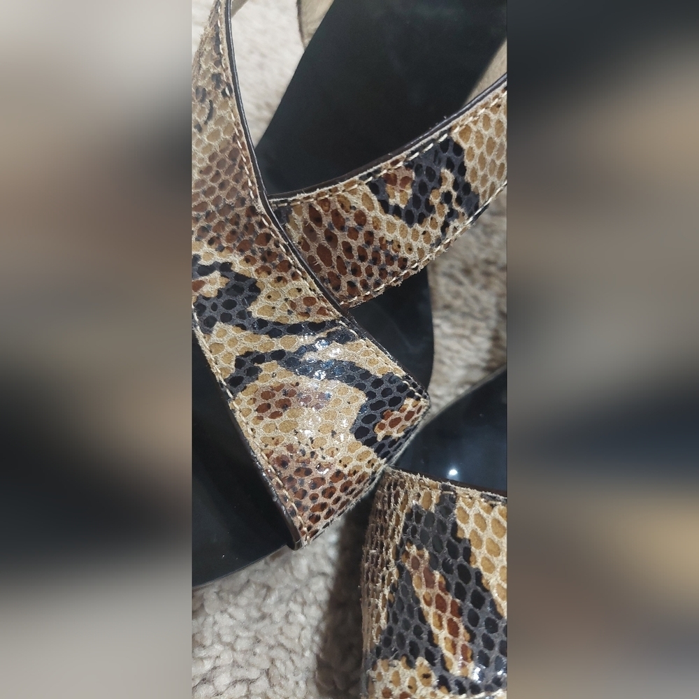 Michael Kors Strappy Brown Black Python Print Hee… - image 14